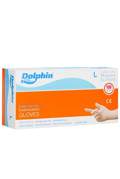 Dolphin قفازات دولفين لاتكس خالية من البودرة L