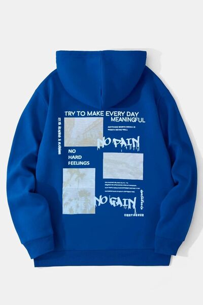 SeusCraft Fără durere nu există câștig - Hanorac cu glugă oversize Sax Blue, ...