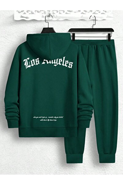 SeusCraft Σχέδιο Λος Άντζελες - Σετ φόρμας με κουκούλα και πράσινο στάμπα