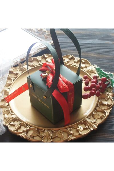 Kutumania صندوق هدايا مزخرف بتصميم العام الجديد مع شريط معلق، لون أخضر، أنيق ...