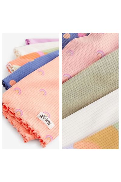 Next Baby Shiny Rainbow Patterned Cotton Long Sleeve Bodysuit - Set of 5