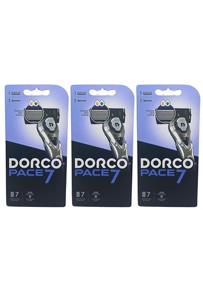 Dorco Pace7 3 Pieces Razor with Blade and Movable Head
