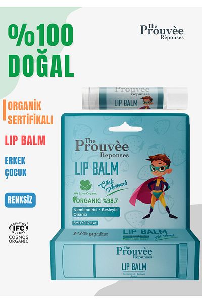 The Prouvee Reponses 100% Natural Organic Male Child Lip Balm 5ml (Strawberry Flavored)