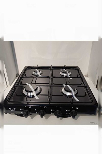 DEMYAK Set Üstü 4 Lü Ocak Siyah Dört Gözlü Çakmaksız Set Üstü Ocak Doğalgaz Uyumlu -Siyah