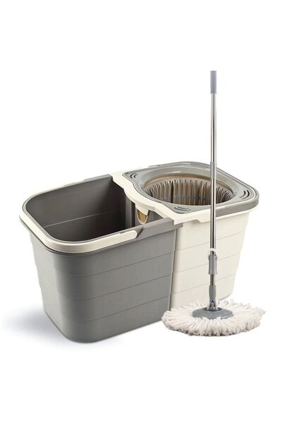 LarinHome Döner Başlıklı Ayrı Kovalıtemizlik Seti 19 Lt - Gri 2 Püskül