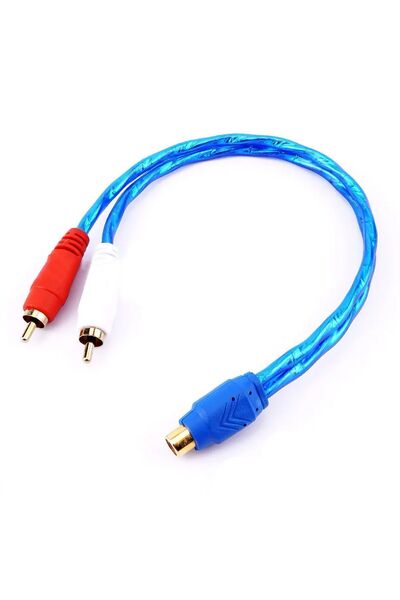 BK Teknoloji Yüksek Kalite Silikon Rca Dişi - 2 Rca Erkek Anfi Y Ayırıcı Kablo