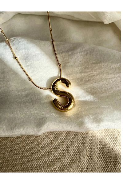 the canelif accessories New Hali Stainless Steel S Balloon Letter Necklace - Your Elegance