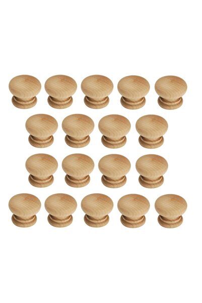 kralkulp 18 Adet Mobilya Kulp, Doğal Ham Ahşap Mantar Düğme Kulp Gürgen