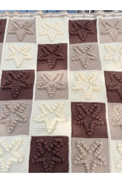 Berrak Alize Baby Best El Örgüsü Popcorn Yıldız Model Bebek Battaniyesi