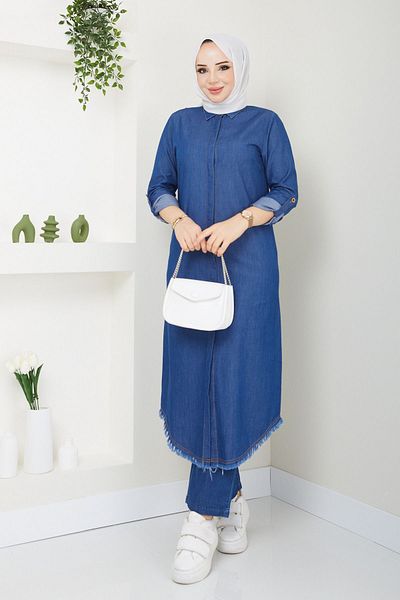 Pamuk Butik Γυναικείο Σετ Τζιν Διπλό με Παντελόνι