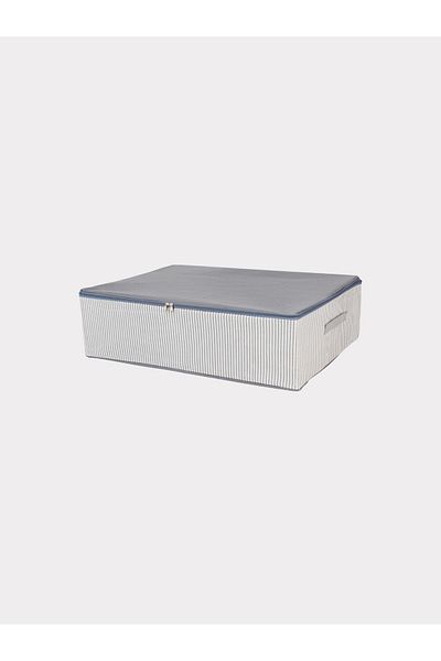 NACAREV Mega Size Anthracite Line Pattern Printed Organizer Θήκη κάτω από το κρεβάτι 75x40x20 cm