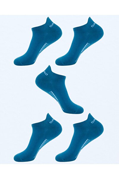Çorabistaan 5 Çift Mavi Yüksek Kalite Erkek Spor Patik Çorap Dikişsiz