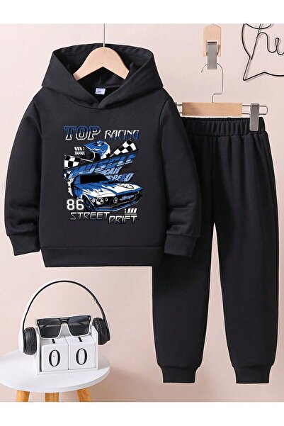 MODAVİBE Set de trening pentru copii cu imprimeu cu glugă - Îmbrăcăminte spor...