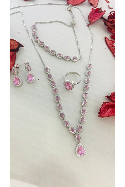 Midyat Artuklu Gümüşçülük Kuvars Taşlı Damla Modeli Gümüş  Set