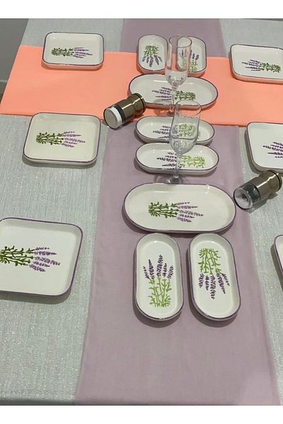 MTD SERAMİK 14 Piece Luxury Breakfast Set - Lavender Pattern