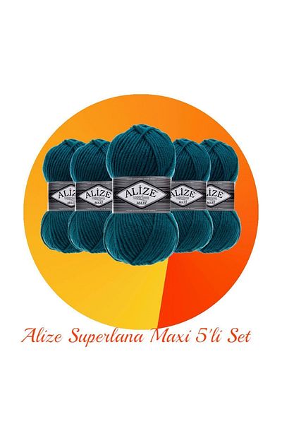 Alize Superlana Maxi Σετ 5 Χοντρό Πλεκτό Σχοινί 212 Βενζίνη