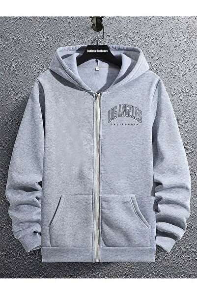 MODAVİBE سويت شيرت بقلنسوة كبير الحجم للجنسين - مقاس مريح، مطبوع، بسحاب