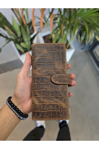 Visso leather Visso 701 Hakiki Deri Telefon Bölmeli Büyük Boy Cüzdan El Çanta...