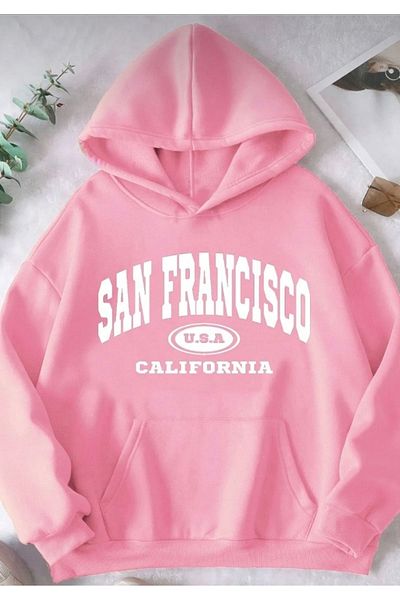 BYMEER Φούτερ με στάμπα San Francisco Pink Oversize με κουκούλα
