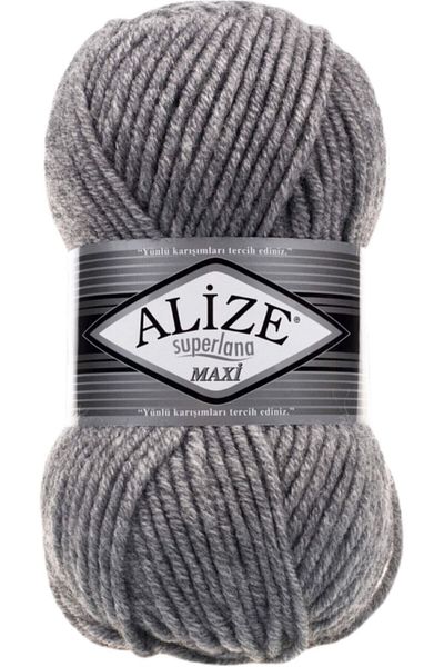Alize 5 τεμάχια Süperlana Maxi Grey Melange 21 Χοντρό πλεκτό με νήμα γιλέκο ζακέτα με νήμα μαντίλι Beanie πουλόβερ