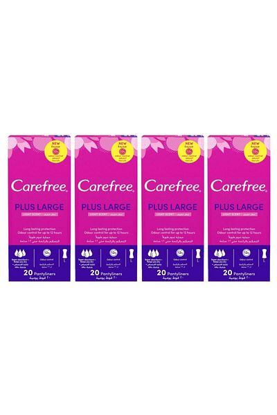Carefree 4x بلس وسادة يومية كبيرة 20 قطعة