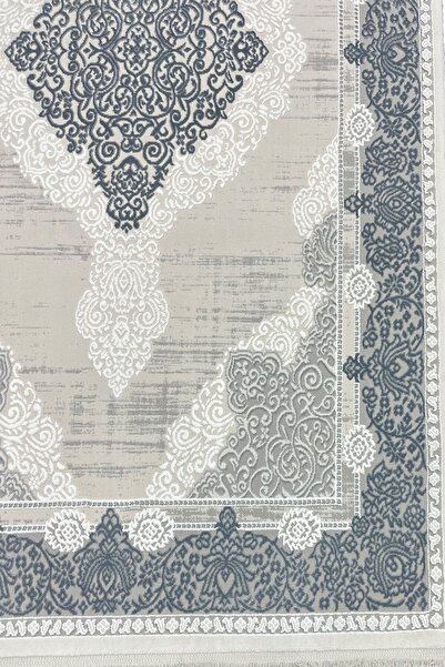 ünalcarpet 4 Metrekare - 6 Metrekare Bambu Tarz Modern Dokuma Salon Oturma Odası Mutfak Halısı Antialerjik Mavi