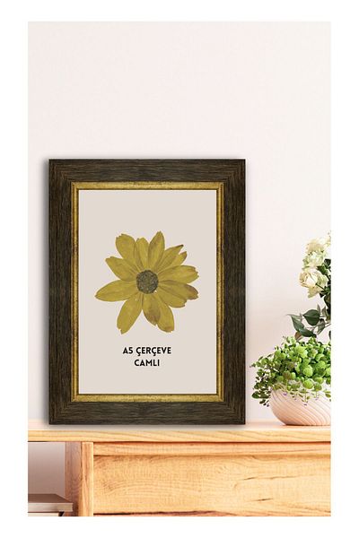 Tuğra Sanat Galerisi A5 Frame 15 x 21 Cm Inner Size Glass Decorative Frame Color Dark Brown