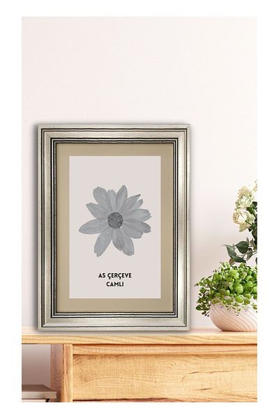 Tuğra Sanat Galerisi Standard A5 Frame 14.8 X 21.0 Cm Internal Dimensions. 3.0 Cm Cream Mat, Glass Decorative Frame
