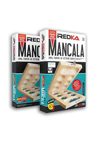 Redka/KumToys Redka 2 قطعة من المانكالا ذات الغطاء الخشبي - لعبة المنطق والاس...