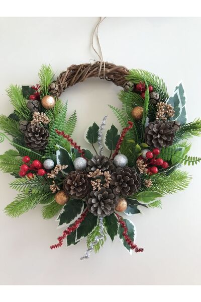 Zelis Design Çelenk Kapısüsü Kozalaklı Kapısüsü Yeniyıl Kapısüsü