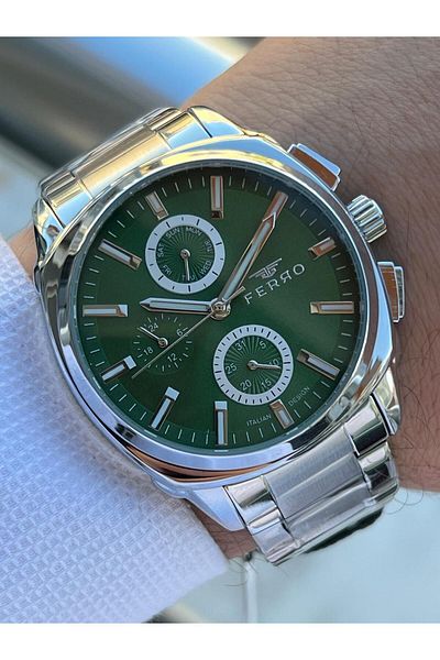 FERRO 30 Mt Waterproof Men's Wristwatch - Steel Cord, Chronograph Function Efm.40126.A6