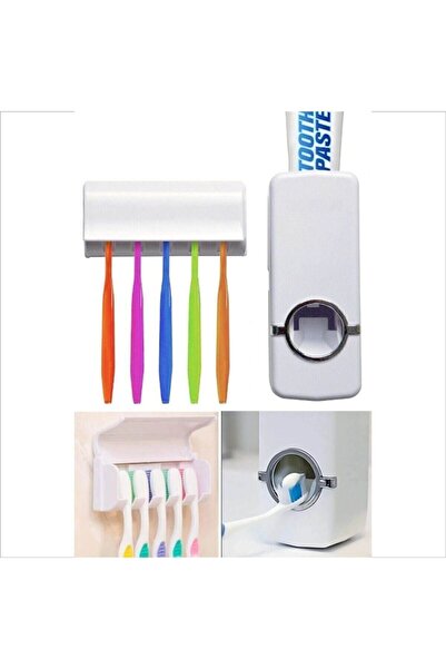 pazaromi Otomatik Diş Macun Sıkacağı Diş Fırçalık Tutucu Askı Diş Macunluk