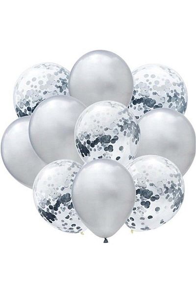 Partioutlet Metallic Silver Confetti Balloon