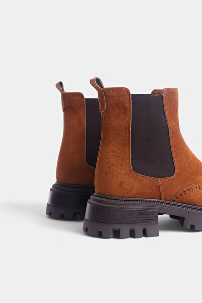 SAYL Taba Yanları Lastikli Kalın Taban Chelsea Kadın Bot