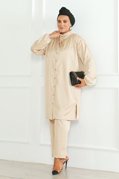 MAY MARA Plus Size - Current Collar and Slit Tunic Trousers Set