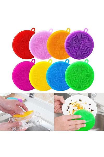 MatesStore Silicone Dish Sponge Multi-Purpose Cleaning 2-Piece Vegetable Fruit Washing