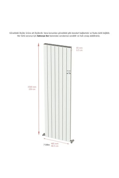Aeon Radyatör Argus Alüminyum Radyatör 1500 X 485 Beyaz 7 Dilim