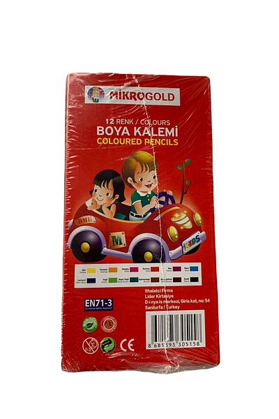 MİKROGOLD Micro Gold 12 Colors Full Size Crayons