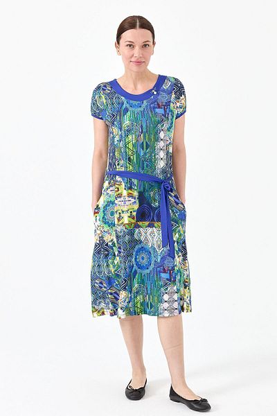 Desen Triko Rochie de damă din bumbac pieptănat cu decolteu și model Saks