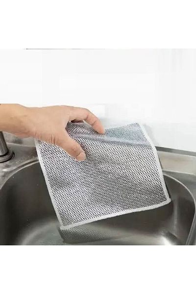 tozlupazar 5 Double Layer Difficult Dirt Cloths, Inox Wire Dish Cloths, Kitchen Bathroom Cloths. 5Pcs