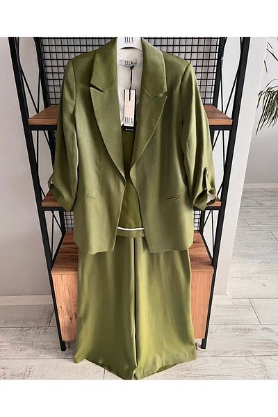 ELLA Ewas Design Women's Double Shiny Pants and Jacket Set