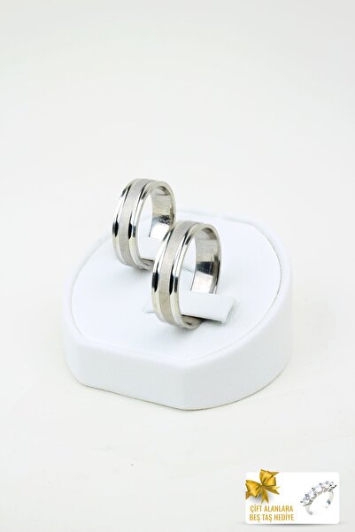 Gri Gümüş Büyüleyici Bağlılık Birleşimi 925 Ayar Gümüş Alyans, Nişan ve Söz Y...