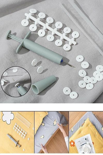 Carat Home 40 Pcs Buttons (Stamps) and 400 Pcs Rope Set Product - Duvet Cover and Sheet Holder Fixer Needle