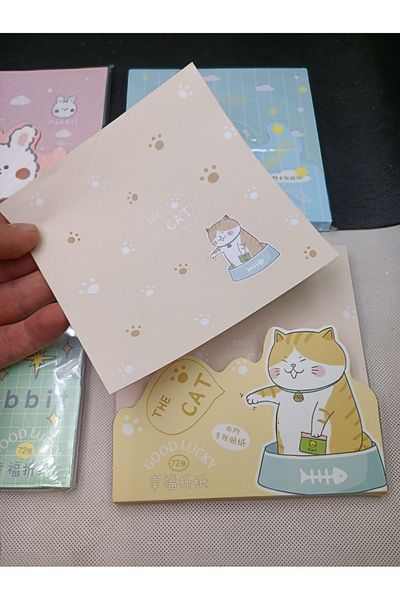 Meyra Accessories 1 Piece Cat Patterned DIY Large Size Memo Pad and Painting Utensils - 15X15 cm 72 Pages Gift