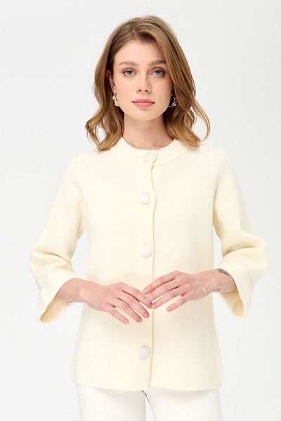 Desen Triko Women's Stand Collar Jacket - Bone Color