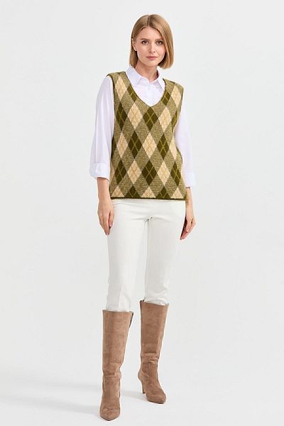 Desen Triko Women's Argyle Patterned Sweater 4