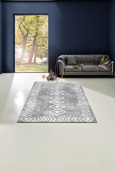 MODANOİVA Dijital Baskılı İskandinav  Desenli  Makinada Yıkanabilir Salon ve ...