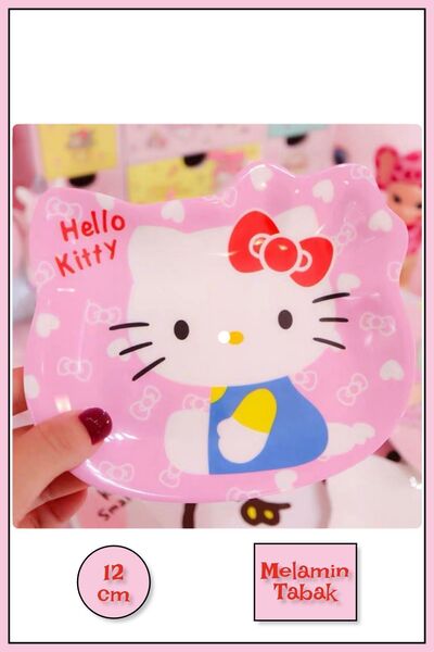 TOYFEST Hello Kitty Figürlü Melamin Çocuk Yemek Tabağı Fincan Altlığı Tabak -...