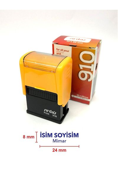 Sırdaş 910 (24X8 mm) Name & Occupation Stamp Automatic Stamp with Blue Felt