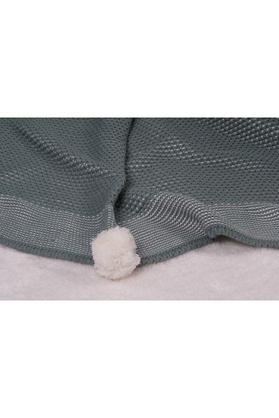 YGT Home 10 Pompom Kuf Green Violet Knitwear Tv Blanket - 130X170 Leg Shawl and Sofa Shawl